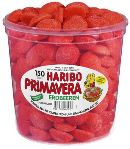 Haribo Primavera Erdbeeren Klein, 2er Pack, Fruchtiger Schaumzucker, Süßwaren, 1000 Stück von HARIBO