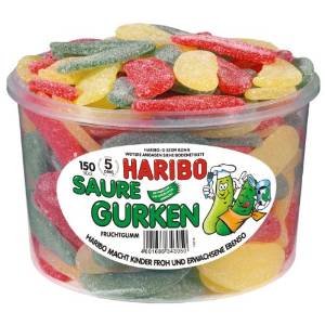 Haribo Saure Gurken Fruchtgummi Dose, 4er Pack (4 x 1350g) von HARIBO