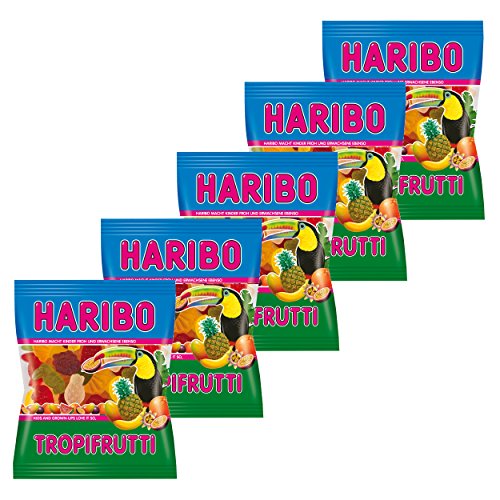 Haribo Tropifrutti, 5er Pack, Gummibärchen, Weingummi, Fruchtgummi, Im Beutel, Tüte von HARIBO