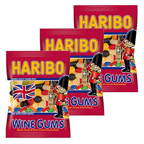 Haribo Wine Gums, 3er Pack, Gummibärchen, Weingummi, Fruchtgummi, Im Beutel, Tüte, 200 g von HARIBO