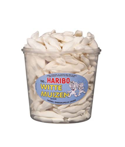 Sußichkeiten Haribo | Weiße Schaumstoffmäuse (150 Stück) | Haribo Box | Haribo Großpackung | 150 Pack | 1200 Gram Total von HARIBO