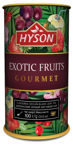 HAS TEE - EXOTIC FRUITS GOURMET - AROMATISIERTER SCHWARZER & GRÜNER CEYLON TEE LOSE AROMATISIERT- BLATT TEE 100 g (Exotic Fruits - Schwarzer Tee/Black Tea) von HAS QUALITEE