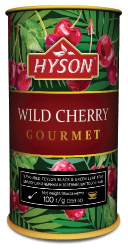 HAS TEE - EXOTIC FRUITS GOURMET - AROMATISIERTER SCHWARZER & GRÜNER CEYLON TEE LOSE AROMATISIERT- BLATT TEE 100 g (Wild Cherry Schwarzer & Grüner Tee) von HAS QUALITEE