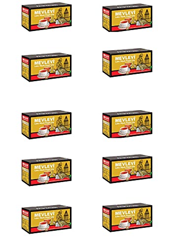 Mevlevi schwarzer Tee Earl Grey Ceylon, Beuteltee (25 x 2,5 g = 62,5 g) (10 Packungen (10 x 25 x 2,5 g)) von MEVLEVI-TEE Echter Schwarzer Ceylon Tee