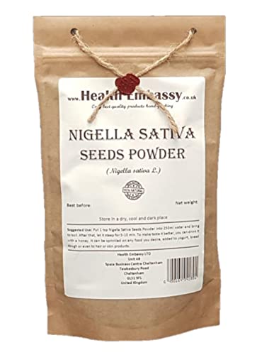 Health Embassy Schwarzkümmelsamenpulver | Nigella Sativa L | Nigella Sativa Seeds Powder 100g von HEALTH EMBASSY