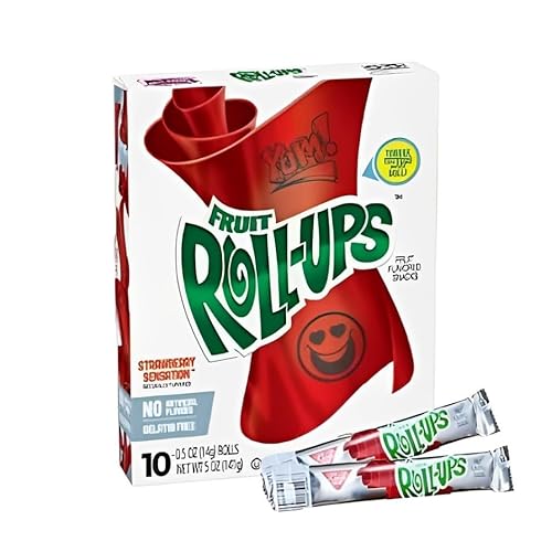 10er Packung Fruit Roll-Ups Strawberry Sensation - 141g Packung mit 10 leckeren Erdberr Fruit Rolls von HEART FOR CARDS