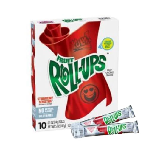 10er Packung Fruit Roll-Ups Strawberry Sensation - 141g Packung mit 10 leckeren Erdberr Fruit Rolls + Heartforcards® Versandschutz von HEART FOR CARDS