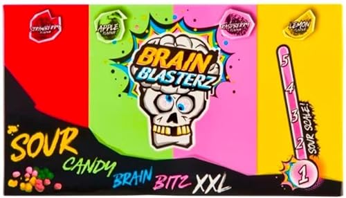 1x BRAIN BLASTERZ - 144g Sour Candy Brain Bitz XXL - Bonbon mit Apple, Strawberry, Lemon & Rasperry Geschmack von HEART FOR CARDS