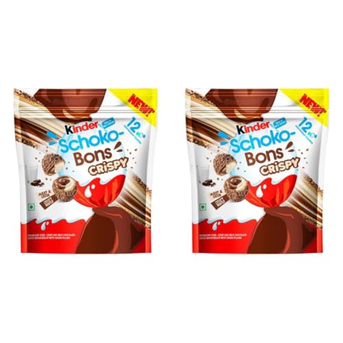 2er Set Kinder Crispy Schoko Bons - Mittel 2x67g - Knuspriger Schokoriegel mit cremiger Schokoladenfüllung + Heartforcards® Versandschutz von HEART FOR CARDS