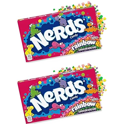 2er Set - WONKA NERDS RAINBOW 2x141G - leckere Kaubonbons in Theaterbox + Heartforcards® Versandschutz von HEART FOR CARDS