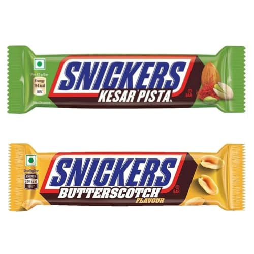 2x Asiatische Snickers 40g - Geschmäcker: Kesar Pista (Safran, Mandel, Pistazie) & Butterscotch Peanut + Heartforcards® Versandschutz von HEART FOR CARDS