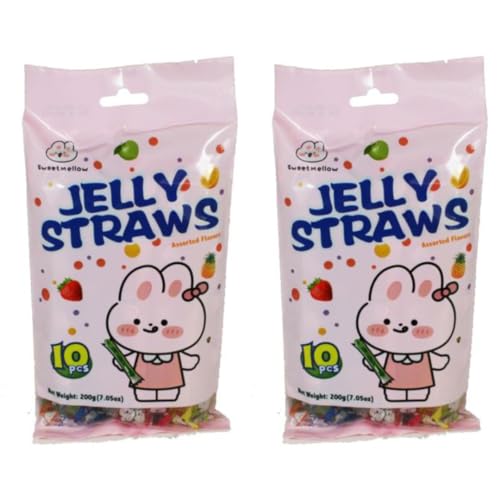 2x TXMM White Jelly Sticks Fruchtgummi Jelly Strips Straws Mix 2x200g + Heartforcards® Versandschutz (10er Packung Assorted Mix Flavors) von HEART FOR CARDS