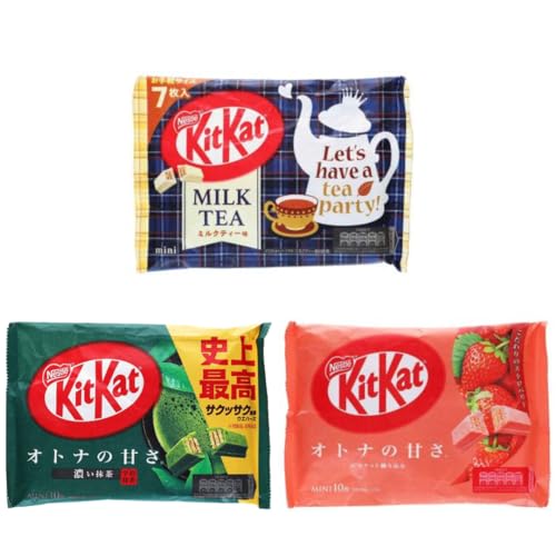 3er KitKat Überraschungsmix - mit 3 zufällig ausgewählten japanischen KitKat 3x10 Kit Kat aus den Vielen Geschmäckern wie - Matcha, Melon, Strawberry, und vielen mehr + Heartforcards® Versandschutz von HEART FOR CARDS