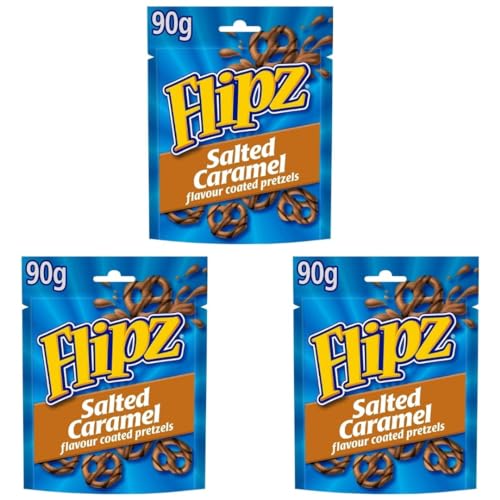 3er Probierpaket Flipz Pretzels - 3 mal Flavor Coated Pretzels - 3x90g Packung- im Leckeren Geschmack: Salted Caramel (Salted Caramel) von HEART FOR CARDS