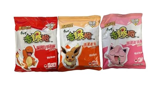 3x39g Pokeman Instant Noodles Mix - mit den geschmäckern Spicy GIumanda, Mild EvoIi und Sweet Pummeluf von HEART FOR CARDS