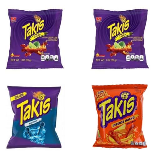 4 x Takis 28g Hero Pack Bundle - Special Edition mit 2x RED, 1x Blue Heat & 1x Intense Nacho Cheese - Chips + Heartforcards® Versandschutz von HEART FOR CARDS