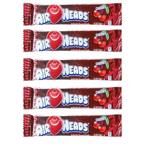 5x AIRHEADS Cherry - leckere amerikanische Kaubonbons - 5x16g Leckere Kaustreifen + Heartforcards® Versandschutz (Cherry) von HEART FOR CARDS