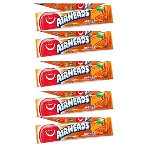 5x AIRHEADS Orange - leckere amerikanische Kaubonbons - 5x16g Leckere Kaustreifen + Heartforcards® Versandschutz (Orange) von HEART FOR CARDS