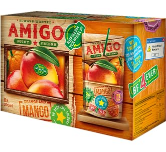 Amigo Softdrink - Juicy Friend 200ml pro Packung - Always Wanted + Heartforcards® Versandschutz (Mango, 8 Packungen (1 Box)) von HEART FOR CARDS