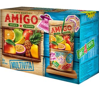 Amigo Softdrink - Juicy Friend 200ml pro Packung - Always Wanted + Heartforcards® Versandschutz (Multivita, 8 Packungen (1 Box)) von HEART FOR CARDS