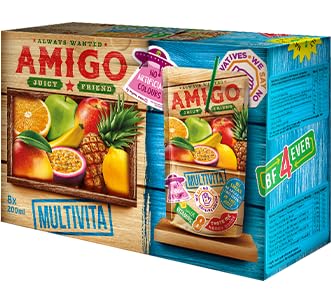 Amigo Softdrink - Juicy Friend 200ml pro Packung - Always Wanted (Multivita, 8 Packungen (1 Box) von HEART FOR CARDS