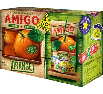 Amigo Softdrink - Juicy Friend 200ml pro Packung - Always Wanted + Heartforcards® Versandschutz (Orange, 8 Packungen (1 Box)) von HEART FOR CARDS
