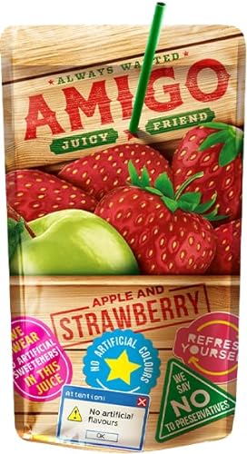 Amigo Softdrink - Juicy Friend 200ml pro Packung - Always Wanted + Heartforcards® Versandschutz (Strawberry, 1 Packung) von HEART FOR CARDS