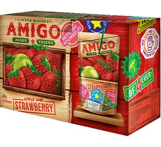 Amigo Softdrink - Juicy Friend 200ml pro Packung - Always Wanted + Heartforcards® Versandschutz (Strawberry, 8 Packungen (1 Box)) von HEART FOR CARDS