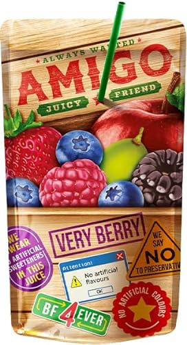 Amigo Softdrink - Juicy Friend 200ml pro Packung - Always Wanted + Heartforcards® Versandschutz (Very Berry, 1 Packung) von HEART FOR CARDS