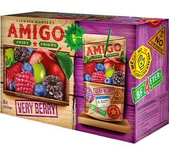 Amigo Softdrink - Juicy Friend 200ml pro Packung - Always Wanted + Heartforcards® Versandschutz (Very Berry, 8 Packungen (1 Box)) von HEART FOR CARDS
