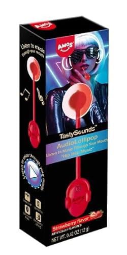 Amos Audio Lollipops | Essbarer Musik-Spaß in verschiedenen Sorten | Süße Überraschung mit einzigartigem Erlebnis (12g, Strawberry Hip-Hop) von HEART FOR CARDS
