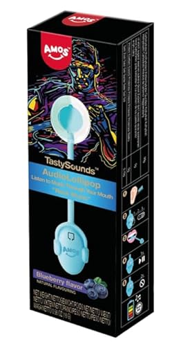 Amos Audio Lollipops | Essbarer Musik-Spaß in verschiedenen Sorten | Süße Überraschung mit einzigartigem Erlebnis (16g, Blueberry - Rock Musik) von HEART FOR CARDS