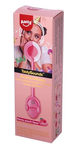Amos Audio Lollipops | Essbarer Musik-Spaß in verschiedenen Sorten | Süße Überraschung mit einzigartigem Erlebnis (16g, Honey Peach Happy Birthday) von HEART FOR CARDS