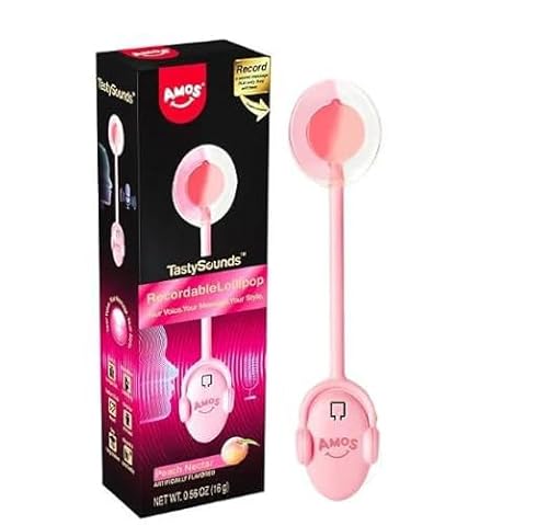 Amos Audio Lollipops | Essbarer Musik-Spaß in verschiedenen Sorten | Süße Überraschung mit einzigartigem Erlebnis (16g, Peach Recordable) von HEART FOR CARDS