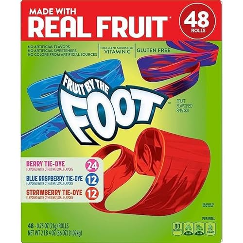 Fruit By The Foot Variety Pack - 48 Foot long American Kaubombons + Heartforcards® Versandschutz (48 Rollen) von HEART FOR CARDS