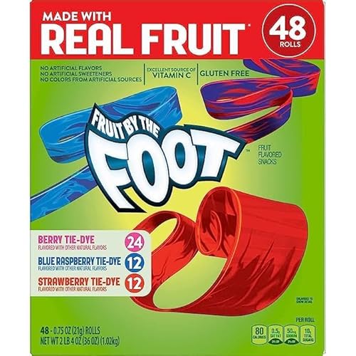 Fruit By The Foot Variety Pack - 48 Foot long American Kaubombons + Heartforcards® Versandschutz (48 Rollen) von HEART FOR CARDS