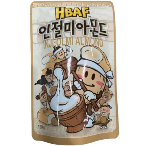 HBAF Almonds - leckere Koreanische Snack Mandeln - 1x120g Packung + Heartforcards® Versandschutz (120g, Mandel mit Injeolmi-Geschmack) von HEART FOR CARDS