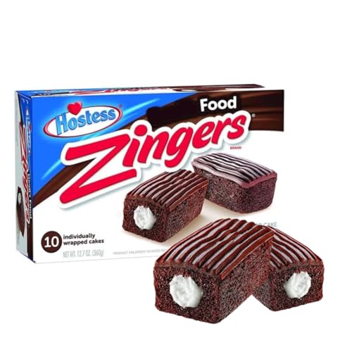 HOSTESS Zingers - Iced Chocolate Cake with Creamy Filling - 10 Stück in 360g Packung + Heartforcards® Versandschutz von HEART FOR CARDS