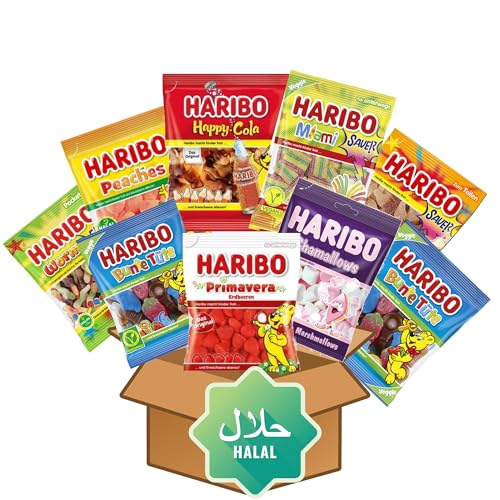 Halal Gummibärchen 20x Tüten | +1kg | Verschiedene Sorten | Halal Gummibärchen | Perfekt für Partys, Mitgebsel & unterwegs Cola Peaches Erdbeeren und viele weitere unterschiedliche Sorten von HEART FOR CARDS