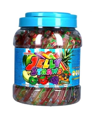 Jelly Straws 1,4kg Großpackung | Bunte Frucht-Geleebänder | Weich, saftig & spritzig | TikTok-Trend | Vegetarisch & einzeln verpackt von HEART FOR CARDS