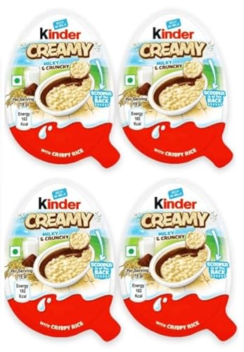 KINDER CREAMY - MILKY & CRUNCHY (19G) + Heartforcards® Versandschutz (4 Stück) von HEART FOR CARDS