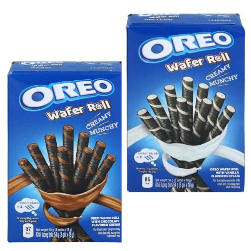 Oreo Wafer Roll Bundle - 2x Chocolate 54g (1X White Chocolate / 1x Milk Chocolate) + Heartforcards® Versandschutz von HEART FOR CARDS