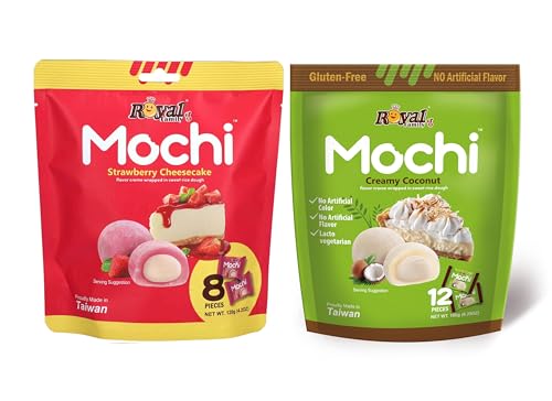 Royal Family Mochi 2er-Set | Creamy Coconut und Strawberry Cheesecake | 2 x 120 g | Weicher Reiskuchen mit cremiger Füllung | Perfekt als Dessert & Snack von HEART FOR CARDS