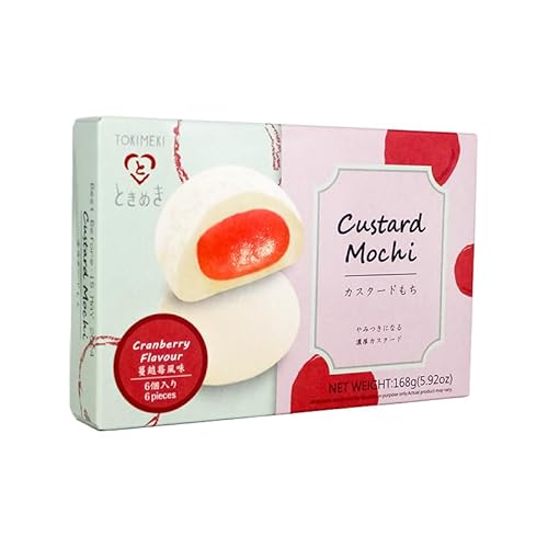 TOKIMEKI Premium Custard Mochi - Geschmack Cranberry - 168g Packung + Heartforcards® Versandschutz von HEART FOR CARDS