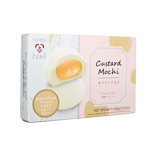 TOKIMEKI Premium Custard Mochi - Geschmack WHITE PEACH - 168g Packung + Heartforcards® Versandschutz von HEART FOR CARDS