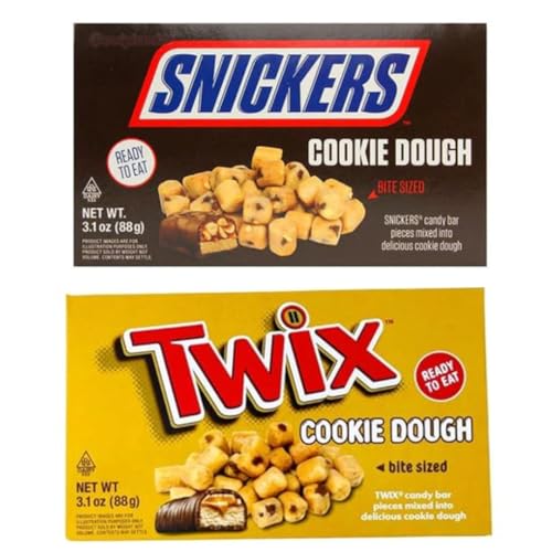 TWIX & SNICKERS COOKIE DOUGH BITES DUO - 2x88g leckere Schokoriegel gefüllt mit cremigem Cookieteig + Heartforcards® Versandschutz von HEART FOR CARDS