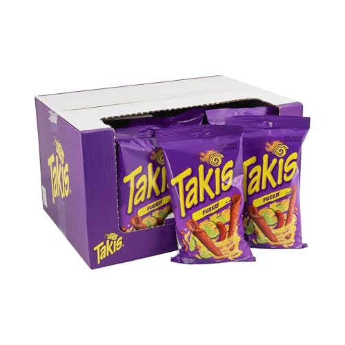 Takis Fuego Box | 18x 100g | Feurig-scharfe Tortilla-Chips mit intensivem Chiligeschmack | Der Kult-Snack aus den USA von HEART FOR CARDS