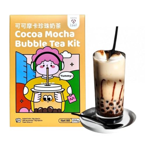 Tokimeki Bubble Tea Kit 255g | Einfach zu Hause zubereiten | Heiß oder kalt genießen perfekt zum Entspannen + Heartforcards® Versandschutz (Cocoa Mocha) von HEART FOR CARDS