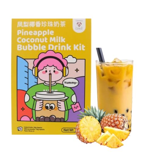 Tokimeki Bubble Tea Kit 255g | Einfach zu Hause zubereiten | Heiß oder kalt genießen perfekt zum Entspannen + Heartforcards® Versandschutz (Pineapple) von HEART FOR CARDS