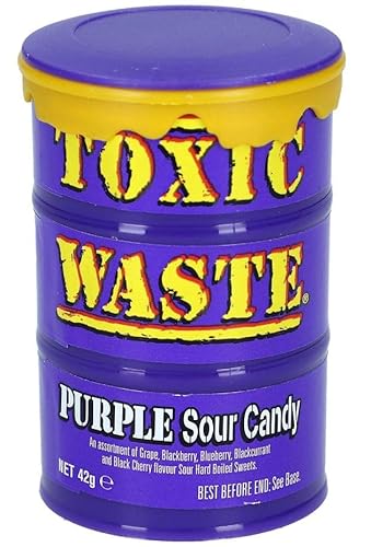 Toxic Waste Sour Candy Drums - 42g Fruchtgummi + Heartforcards® Versandschutz (PURPLE) von HEART FOR CARDS